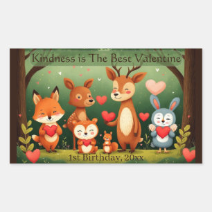 Kindness Best Valentine Woodland Animals Birthday  Sticker