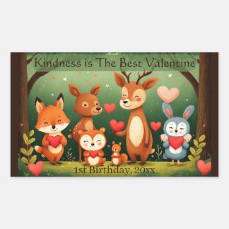 Kindness Best Valentine Woodland Animals Birthday Sticker