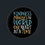 Kindness Change The World Inspirational Quote 2 Inch Round Button<br><div class="desc">Kindness changes the world one heart at a time. Inspirational and motivational quote design for those who stand up for equality, choose love over hate and hope for a better world. Inspiring positive saying merchandise for anti-racism and anti-bullying. Uplift and inspire people to be positive, be kind, brave and have...</div>