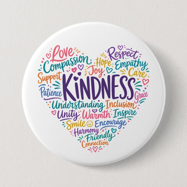 Kindness compassion empathy and respect 3 inch round button (Front)