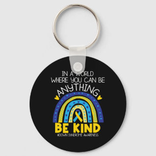 Kindness - Down Syndrome Awareness Blue Yellow Rib Keychain
