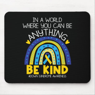 Kindness - Down Syndrome Awareness Blue Yellow Rib Mouse Pad