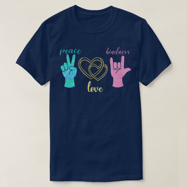Kindness Hippie Gift Peace Sign T-Shirt (Design Front)