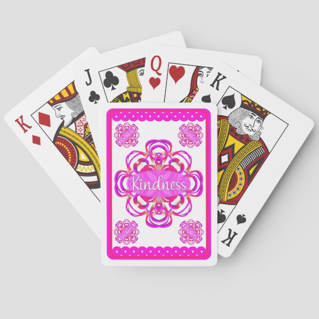 Kindness in Pink Mandala Playing Cards (Back)