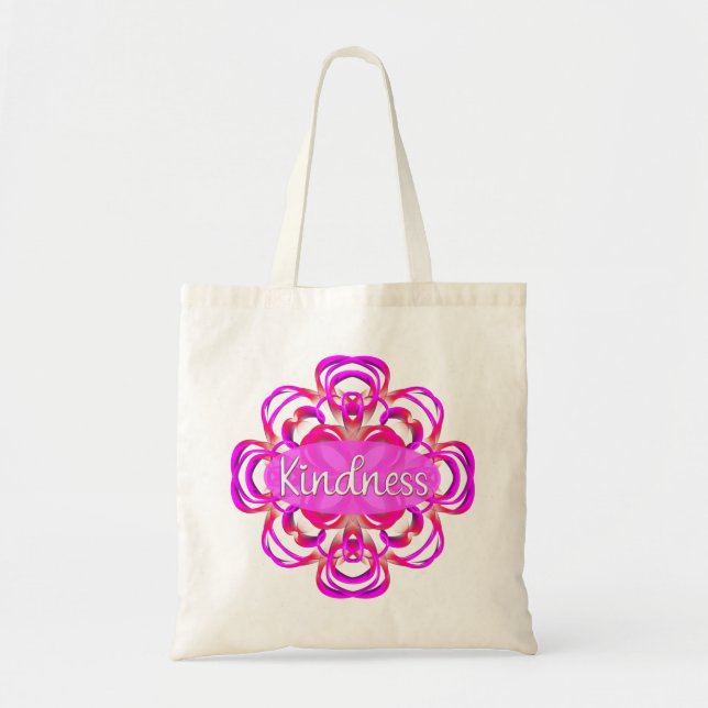 Kindness in Pink Mandala Tote Bag (Front)