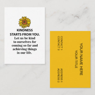 Kindness Inspirational Quote Sunflower Kindness Business Card