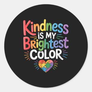 Kindness is brightest color autism puzzle love classic round sticker