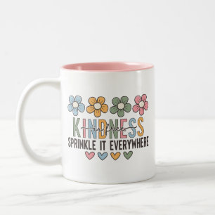 Kindness is Free, Daisy Positive Quote Two-Tone Coffee Mug
