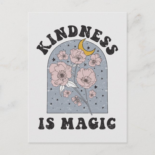 Kindness is Magic Vintage Flowers Postcard (Front)