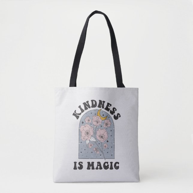 Kindness is Magic Vintage Flowers Tote Bag (Front)