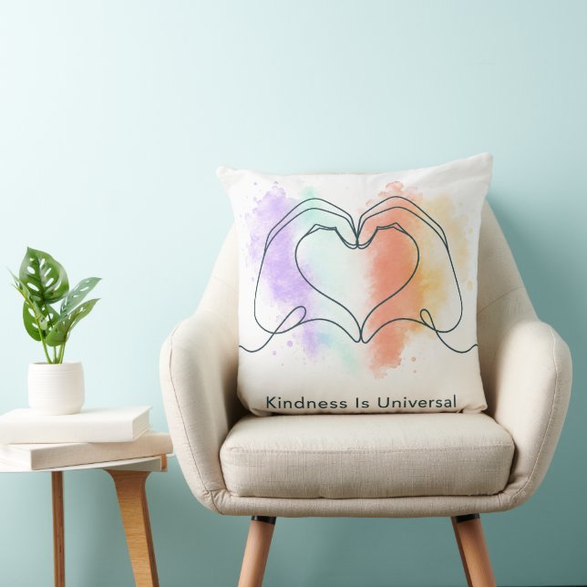 Kindness Is Universal Pride Heart Design Throw Pillow (Chair)