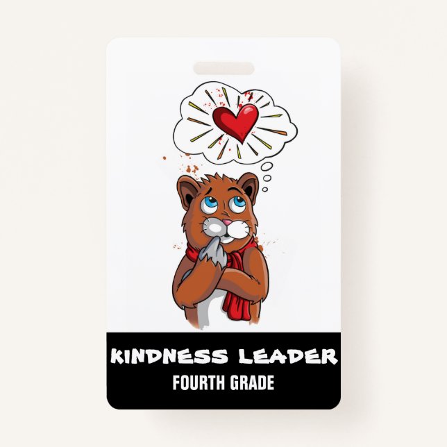 Kindness Leader Tag Badge Pass Fourth Grade Class (Front)