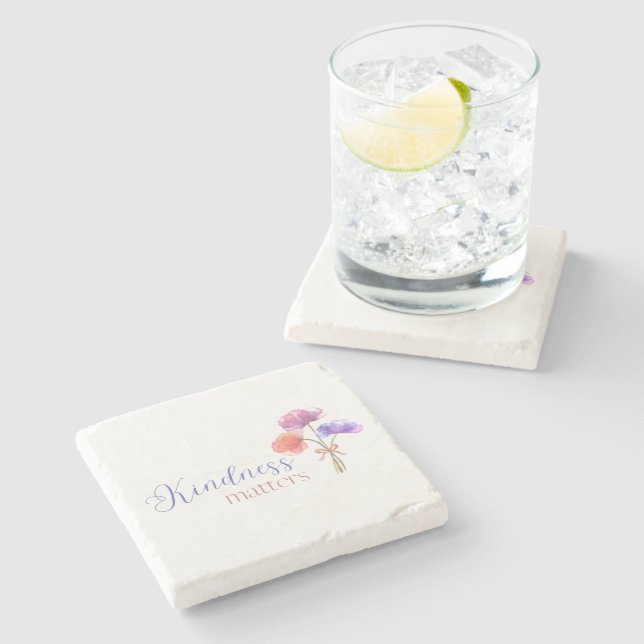 Kindness Matters Absorbent Stone Coaster (Side)
