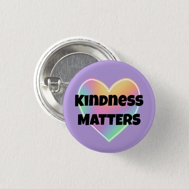 Kindness Matters Rainbow Heart Button (Front & Back)