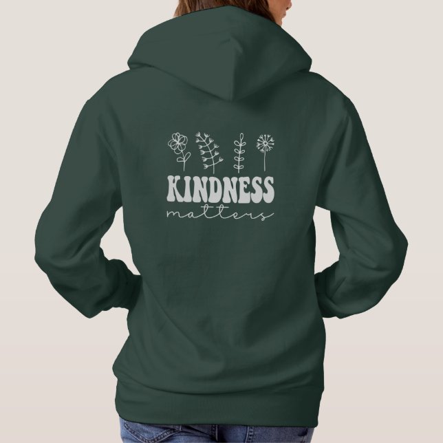Kindness Matters Retro Boho Floral  Hoodie (Back)