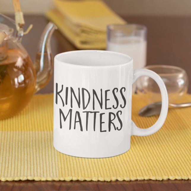 Kindness Matters, Simple Black white minimalist Coffee Mug (Creator Uploaded)