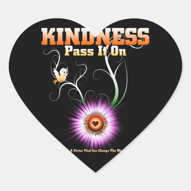KINDNESS - Pass It On Starburst Heart Sticker (Front)