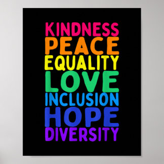 Kindness Peace Equality Inclusion Diversity Human  Poster
