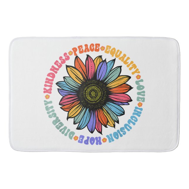 Kindness Peace Equality Love Hope Diversity Human  Bath Mat (Front)