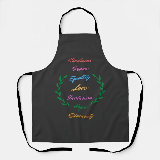 Kindness Peace Equality Love Inclusion Hope Divers Apron (Front)