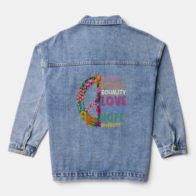 Kindness Peace Equality Love Inclusion Hope Divers Denim Jacket (Back)