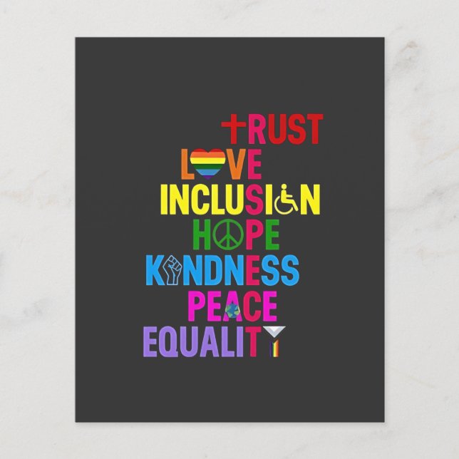Kindness Peace Equality Love Inclusion Hope   Flyer (Front)