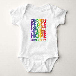 Kindness Peace Equality Love Inclusion Hope LGBT Baby Bodysuit