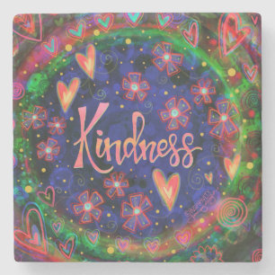 Kindness Pretty Floral Fun Inspirational Drink Stone Coaster