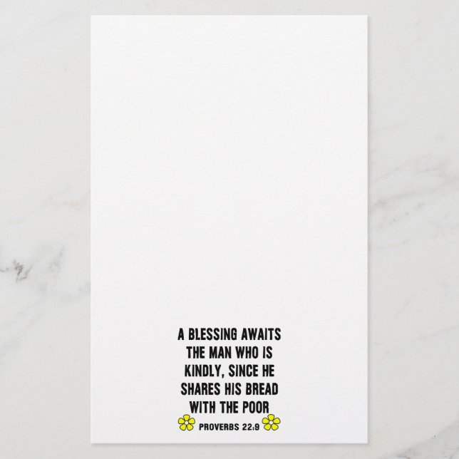 Kindness -- Proverbs 22:9  Stationery (Front)