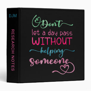 Kindness Quote Colorful Typography Black Monogram Binder