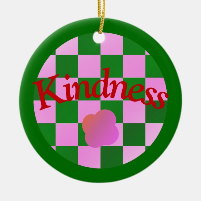 Kindness Quote in Classic Green Typography Ceramic Ornament (Front)