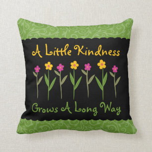 Kindness Quote Pink Yellow Floral Inspirational Throw Pillow