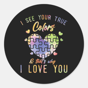 Kindness Ribbon Heart Autism Awareness _1 Classic Round Sticker