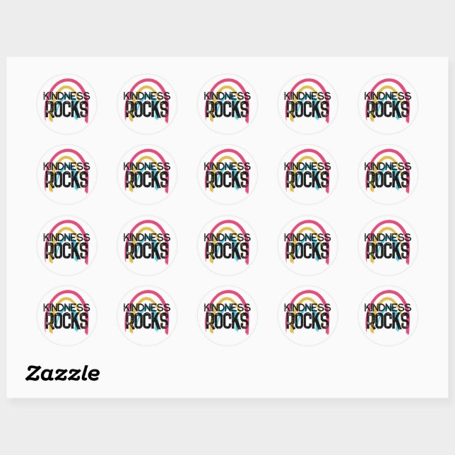 Kindness Rocks Rainbow Classic Round Stickers (Sheet)