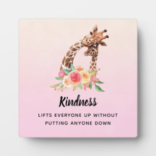 Kindness Saying with Cute Giraffe Mom & Baby Plaque