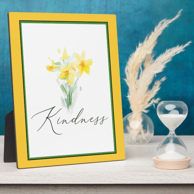 Kindness watercolor daffodils Plaque (Side)