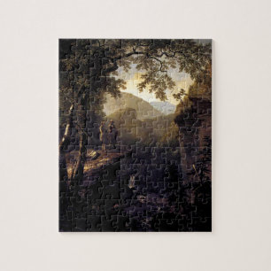 Kindred Spirits on Cliff in Woods - Durand Jigsaw Puzzle