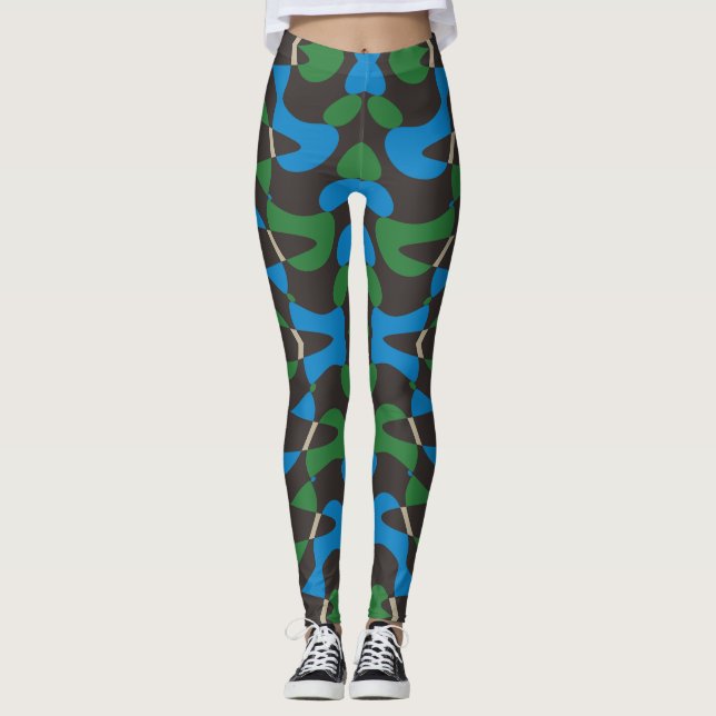 Kinetic Bloom Abstract Leggings (Front)