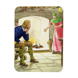 King Alfred (849-99) burning the cakes, from 'Peep Magnet