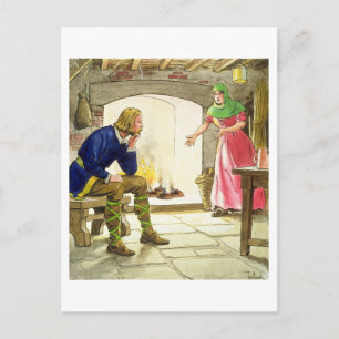 King Alfred (849-99) burning the cakes, from 'Peep Postcard