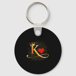 King & Queen Of Hearts Crown Couple Saint Vale Keychain