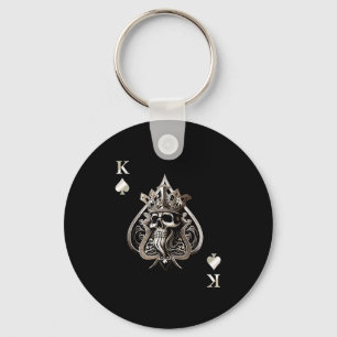 King & Queen Skull Cards Matching Couple (2_2) Keychain