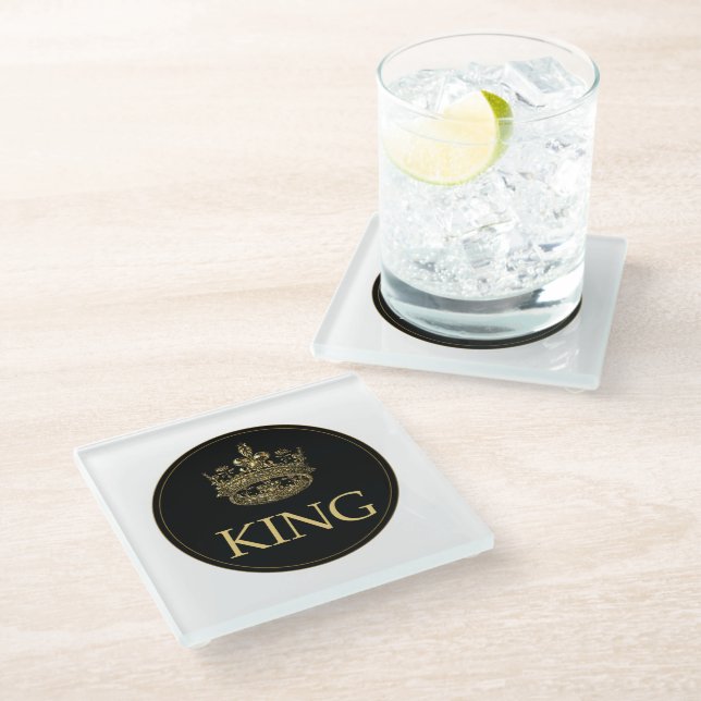 King and Crown Royal Emblem Glass Coaster (Angled)
