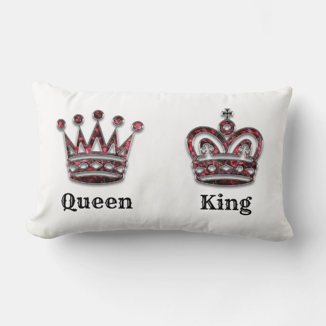 King and Queen Crowns His and Hers Personalized Lumbar Pillow (Front)