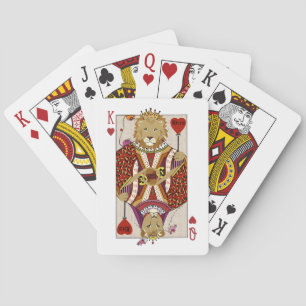 King and Queen of Hearts Lion Playing Cards