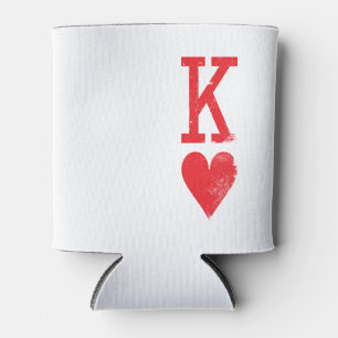 King and Queen of Hearts Playing Cards Couples Can Cooler