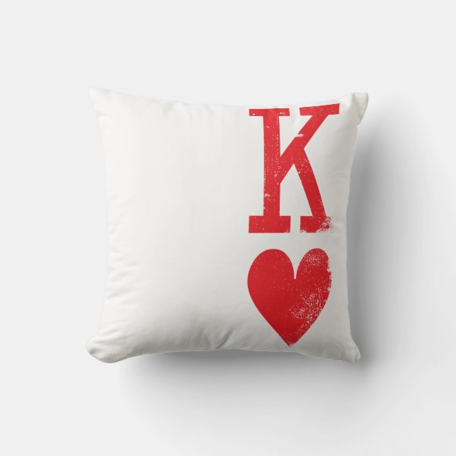 King and Queen of Hearts Playing Cards Couples Throw Pillow (Front)