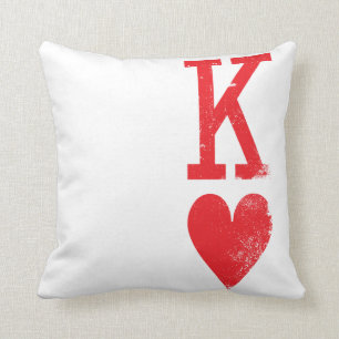 King and Queen of Hearts Playing Cards Couples Throw Pillow