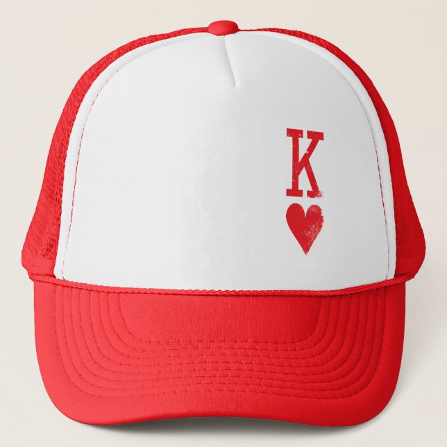 King and Queen of Hearts Playing Cards Couples Trucker Hat (Front)