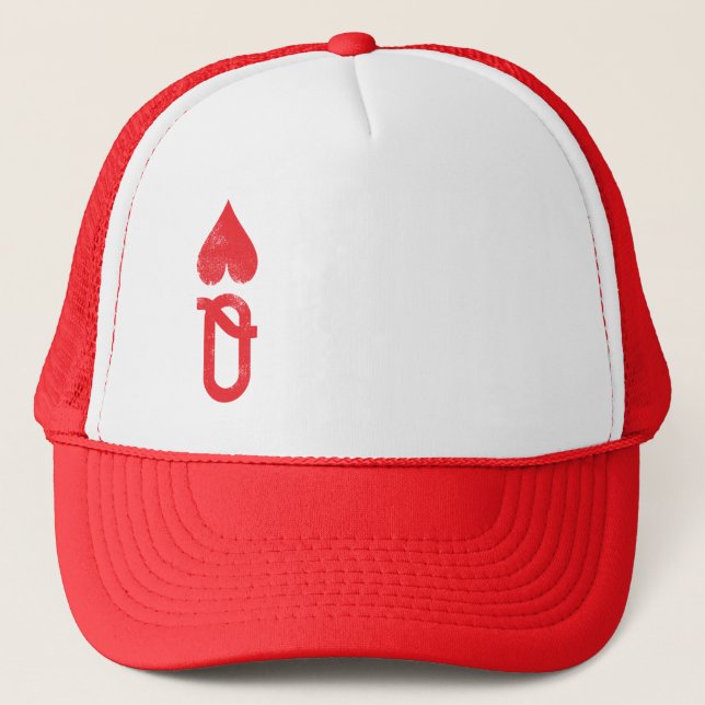 King and Queen of Hearts Playing Cards Couples Trucker Hat (Front)